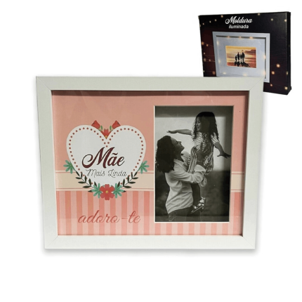 Moldura com luz "Mãe mais linda adoro-te"