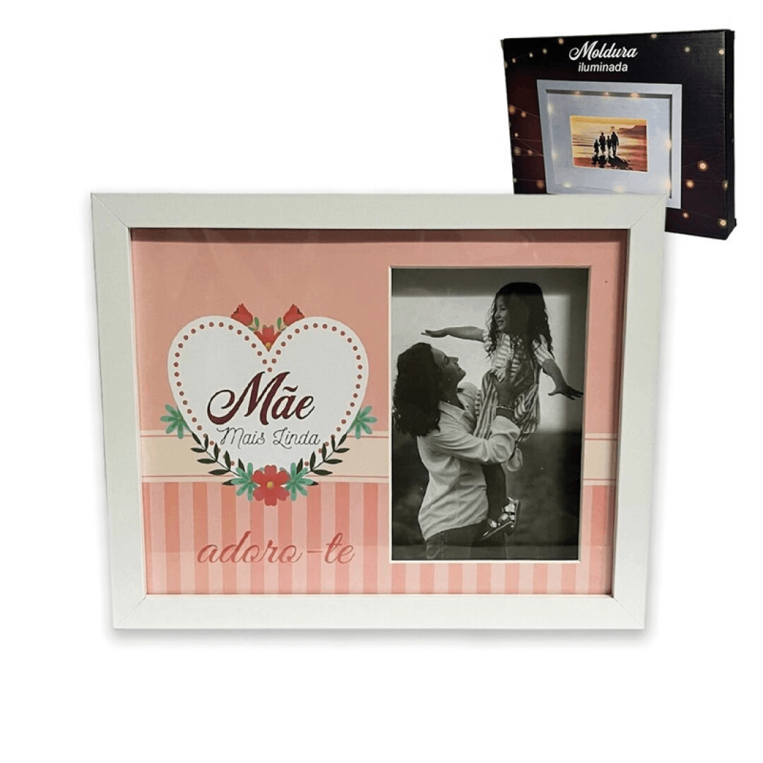 65KH00025930 Moldura com luz "Mãe mais linda adoro-te" - Image 1