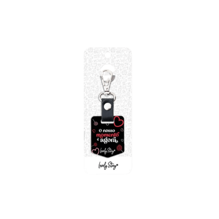 Porta chaves black - "O nosso momento é agora" LOVELY STORY