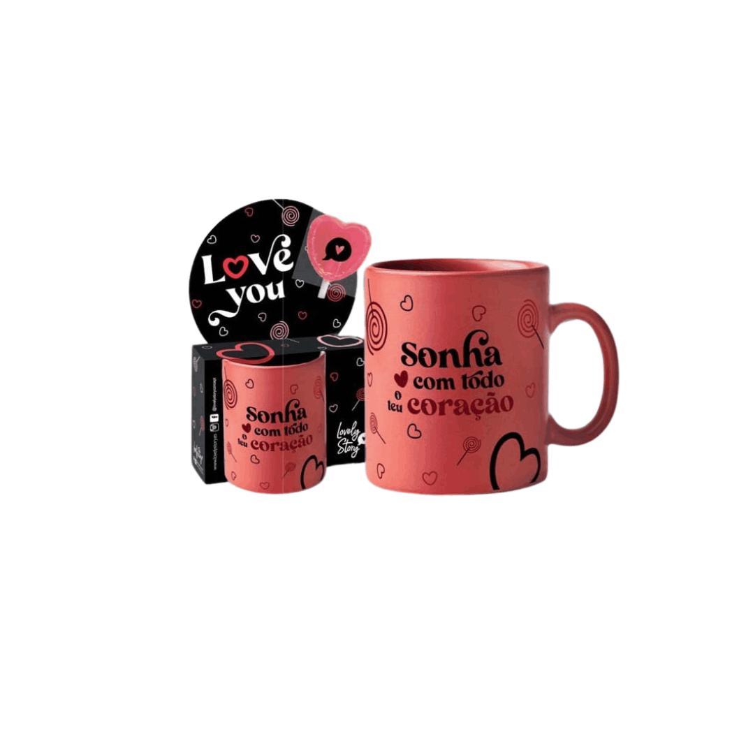 5(1) Caneca 330ml vermelha "Sonha com todo o teu coração" LOVELY STORY - Image 1