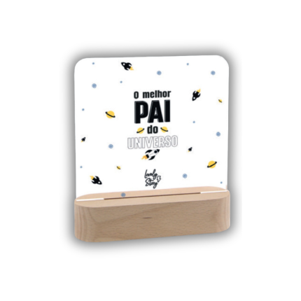 Lâmpada de madeira com marcador - o melhor pai do universo