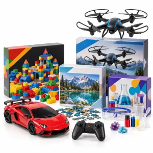 Presentes e brinquedos para crianças de diferentes idades