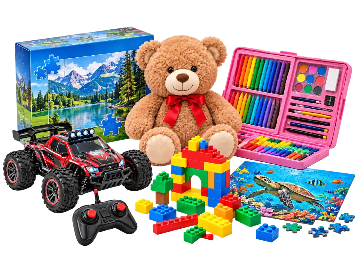 Brinquedos, jogos, puzzles e atividades para crianças de diferentes idades